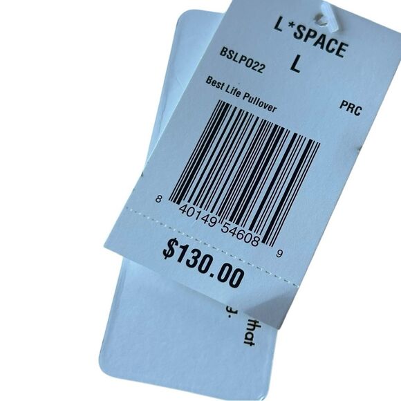 L*Space L Best Life Pullover‎ Pink Cream Terry Sweatshirt Sporty Colorblock New - Picture 5 of 12